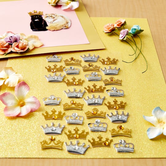 Silver & Gold Crown Gemstone Stickers by Recollections™
